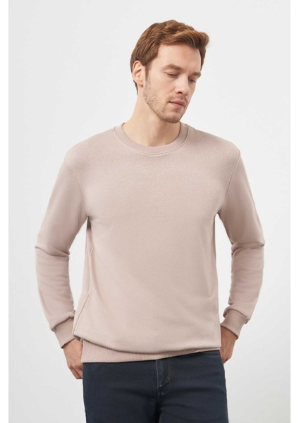 Erkek Taş Basic Bisiklet Yaka Sweat-Shirt
