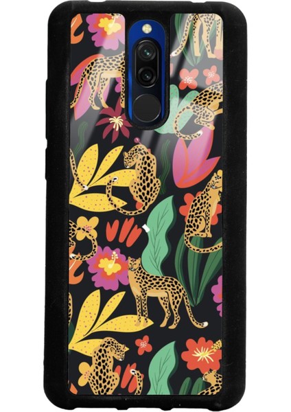 Xiaomi Redmi 8 Çiçekli Kediler Tasarımlı Glossy Telefon Kılıfı