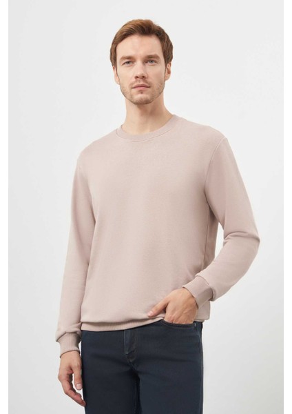 Erkek Taş Basic Bisiklet Yaka Sweat-Shirt