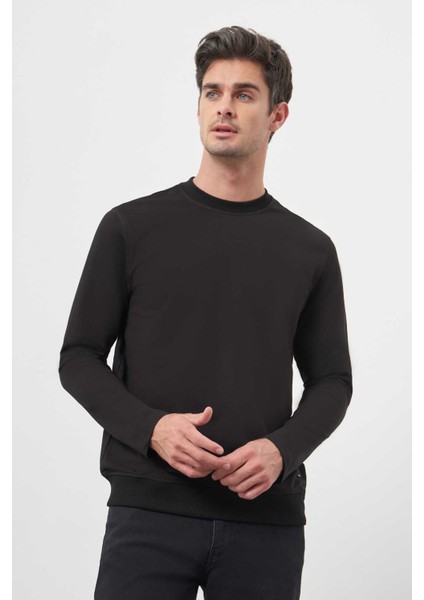 Erkek Siyah Basic Dynamic Fit Bisiklet Yaka Sweet Shirt modelleri