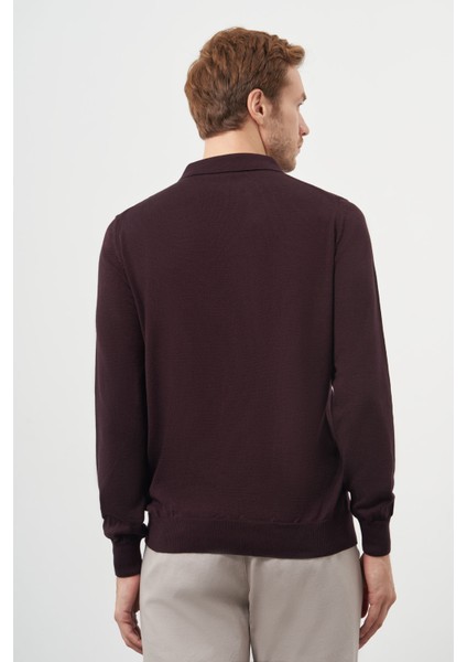 Erkek Mor Basic Polo Yaka Dynamic Fit Rahat Kesim Triko