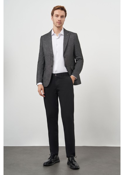 Erkek Füme Poliviskon Slim Fit Mono Yaka Klasik Ceket modelleri