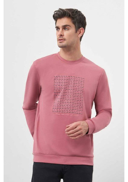 Erkek Gül Trend Bisiklet Yaka Sweat-Shirt