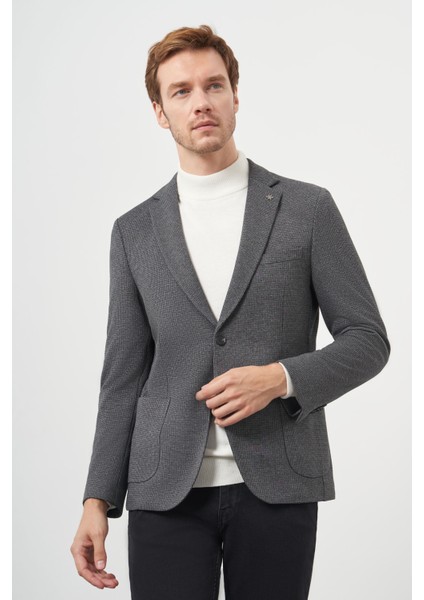 Erkek Siyah Örme Slim Fit Torba Cep Mono Yaka Spor Ceket modelleri