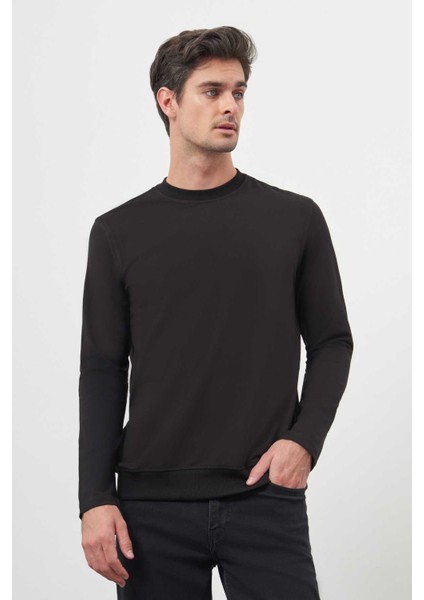 Erkek Siyah Basic Dynamic Fit Bisiklet Yaka Sweet Shirt fiyatları