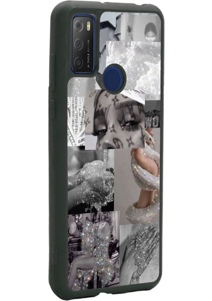 Tcl 20E Silver Sticker Tasarımlı Glossy Telefon Kılıfı