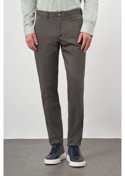 Erkek Haki Pamuk Yan Cep Slim Fit Chino Pantolon fiyatları