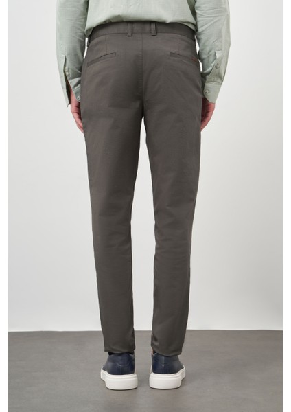 Erkek Haki Pamuk Yan Cep Slim Fit Chino Pantolon indirimleri