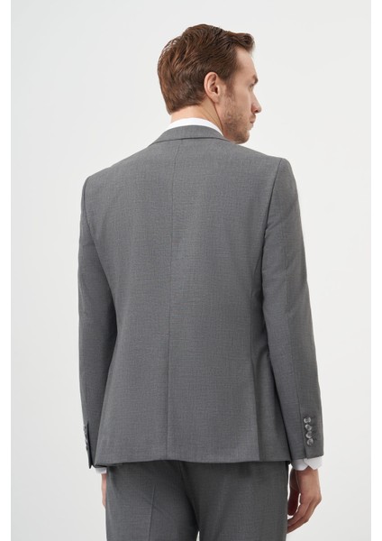 Erkek Gri Yünlü Slim Fit Mono Yaka Takım Elbise indirimleri