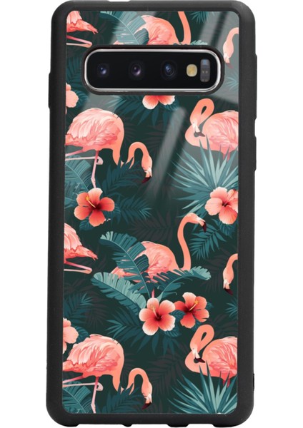 Samsung S10 Flamingo Leaf Tasarımlı Glossy Telefon Kılıfı