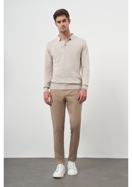 Erkek Bej Basic Polo Yaka Dynamic Fit Rahat Kesim Triko fırsatları