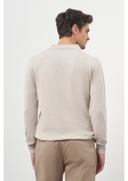 Erkek Bej Basic Polo Yaka Dynamic Fit Rahat Kesim Triko indirimleri