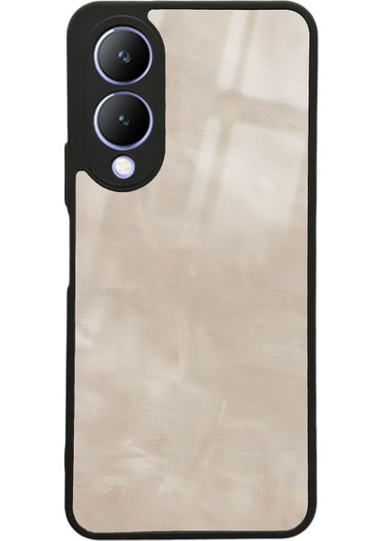 Vivo Y17S Süt Kahvesi Mermer Tasarımlı Glossy Telefon Kılıfı