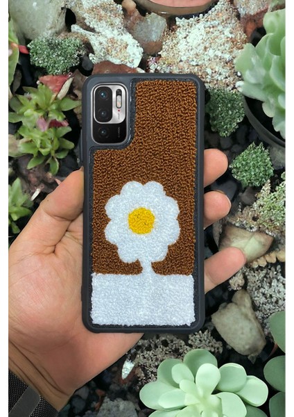 Xiaomi Redmi Note 10 5g Brown Flower Tasarımlı Punch Telefon Kılıfı