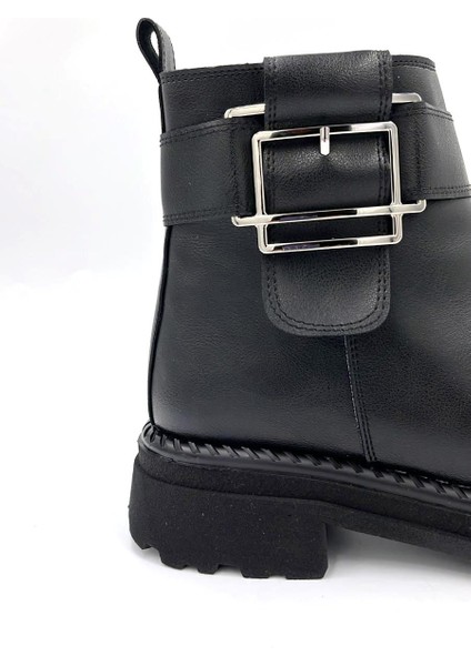 (Park Moda) Leydi Poli Hafif Taban Fermuarlı Günlük Kadın Bot Siyah