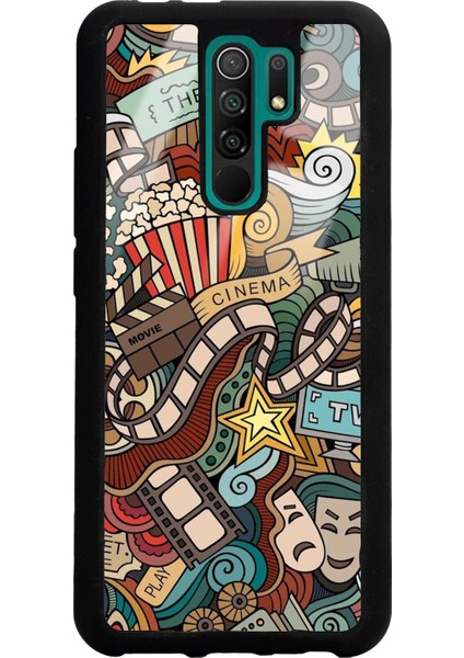 Xiaomi Redmi 9 Retro Cinema Tasarımlı Glossy Telefon Kılıfı
