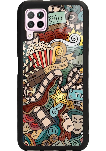Huawei P40 Lite Retro Cinema Tasarımlı Glossy Telefon Kılıfı
