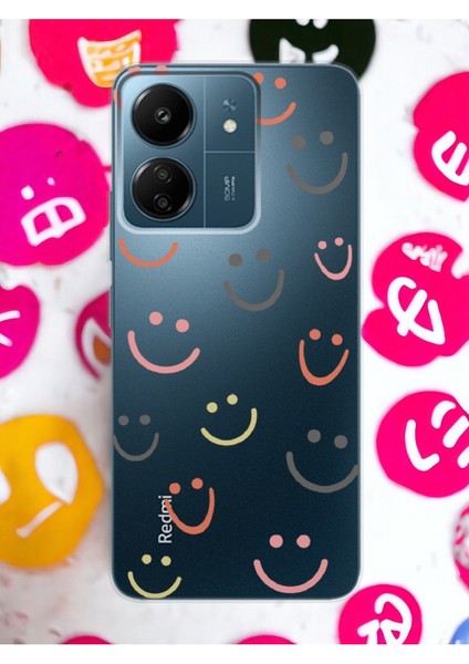 Xiaomi Redmi 13C Gülümse Tasarımlı Şeffaf Telefon Kılıfı