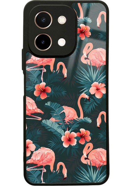 Vivo Y28 Flamingo Leaf Tasarımlı Glossy Telefon Kılıfı