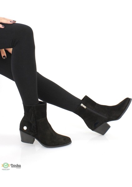 Kadın Deri Topuklu Western Süet Bot M25/KB1690