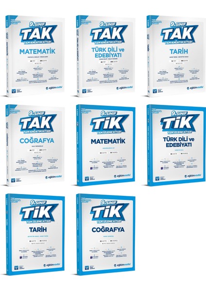 2025 9. Sınıf Tak Tam Anlatım - Tik Tam İzleme Matematik - Edebiyat - Tarih - Coğrafya 8'li Set