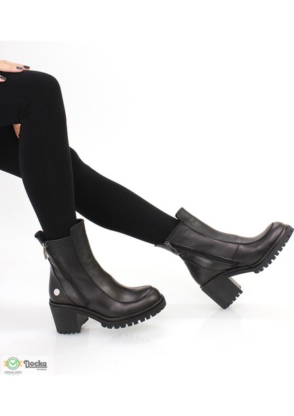 Kadın Deri Günlük Kalın Topuklu Ortopedik Klasik Tarz Bot M25/KB1505