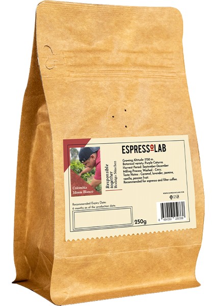 Colombia Monte Blanco 250g Çekirdek Kahve – Karamel, Lavanta, Yasemin, Vanilya, Çarkıfelek Meyvesi Tadım Notalarıyla