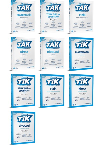 2025 9. Sınıf Matematik - Edebiyat - Fizik - Kimya - Biyoloji Tak Tam Anlatım - Tik Tam İzleme Seti 10 Kitap