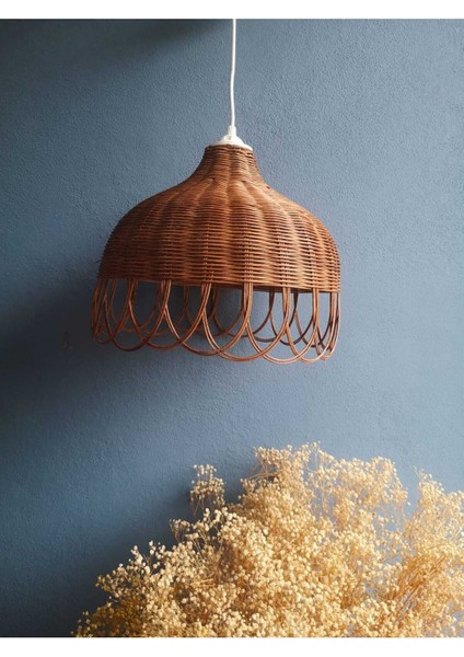 20 x 34 cm Rattan Bambu Hasır Ceviz Rengi Avize E27 Beyaz 1 Bambu Salon / Oturma Odası 30 Modern