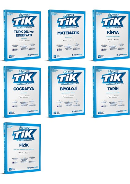 2025 9. Sınıf Tik Tam İzleme Edebiyat - Matematik - Kimya - Coğrafya - Biyoloji - Tarih - Fizik 7'li Set