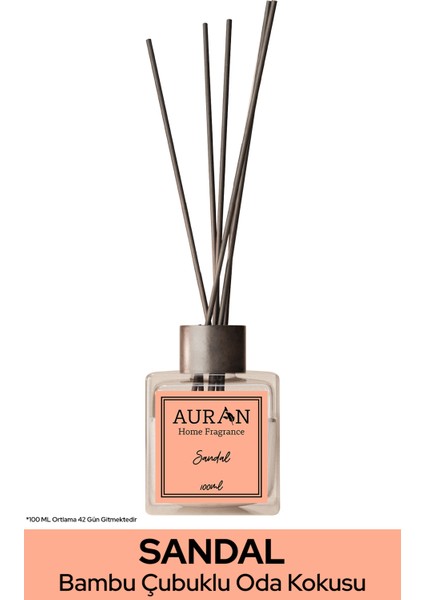 Sandal Ağacı Çubuklu Oda Kokusu Bambu Kokusu Kare Şişe Sandal Wood Reed Diffuser 100ml