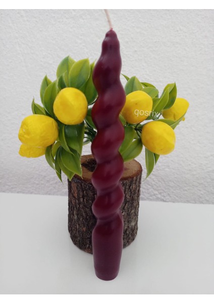 Qosri x 4'lü Bordo Italyan Burgulu Şamdan Soya Mumu Doğal Kokulu Uzun Çubuk Konik Burgu Mum Spiral Dekoratif modelleri