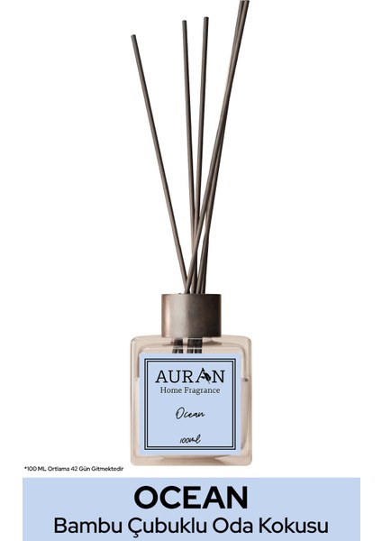 Okyanus Çubuklu Oda Kokusu Bambu Kokusu Kare Şişe Ocean Reed Diffuser 100ml
