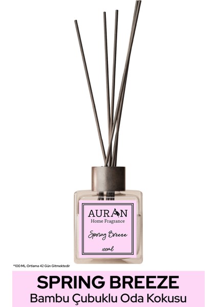 Bahar Esintisi Çubuklu Oda Kokusu Bambu Kokusu Kare Şişe Spring Breeze Reed Diffuser 100ml