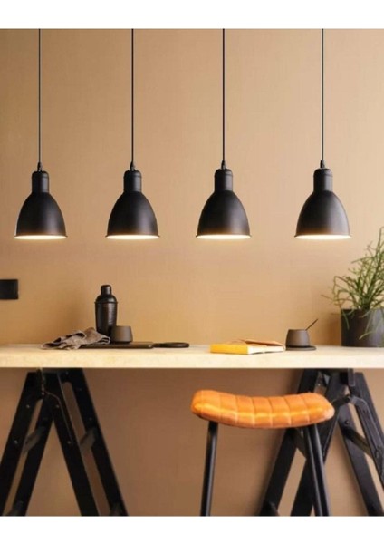 Mylıghts Dörtlü Masa Üstü Tezgah Yada Bar Üstü Siyah Metal Sakıt Avize