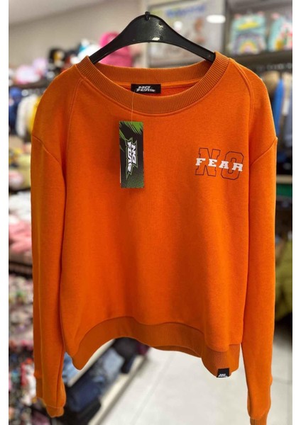 Çocuk Baskılı Sweatshirt - Turuncu