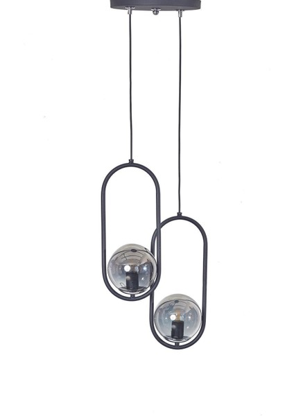 Zenga 2 Li Siiyah-Krom Metal Gövde Füme Camlı Tasarım Lü x Avize fiyatları