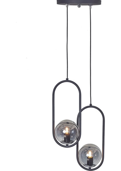 Zenga 2 Li Siiyah-Krom Metal Gövde Füme Camlı Tasarım Lü x Avize fırsatları