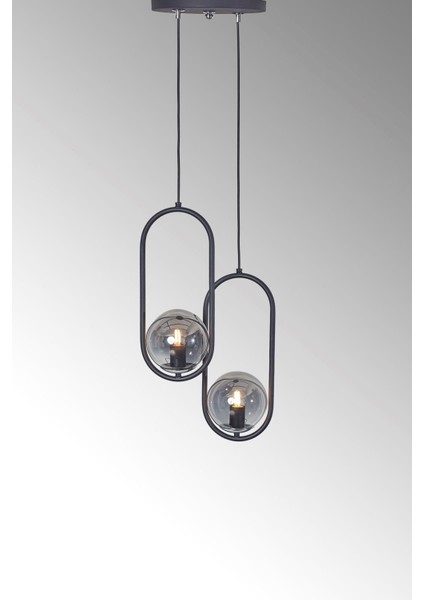 Zenga 2 Li Siiyah-Krom Metal Gövde Füme Camlı Tasarım Lü x Avize indirimleri