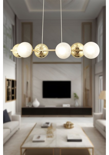 Berca 6lı Gold Avize Modern Mutfak Yemek Masası Üstü Yatak Odası Salon Avize