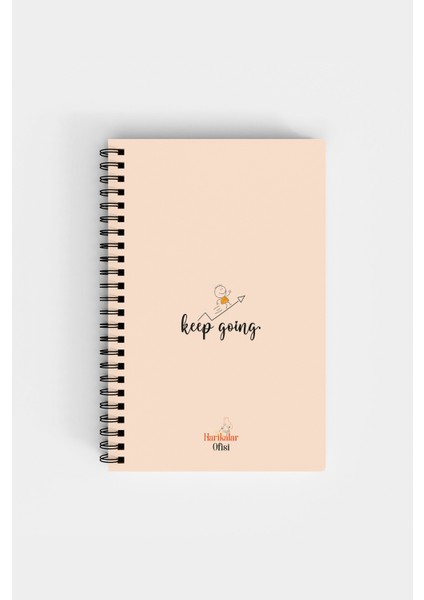 Harikalar Ofisi Keep Going Temalı 14*19 Çizgili Defter