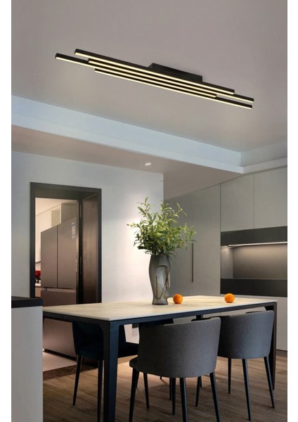 3151-3 Uzun Sıralı Merit Plafonyer Avize Mat Siyah