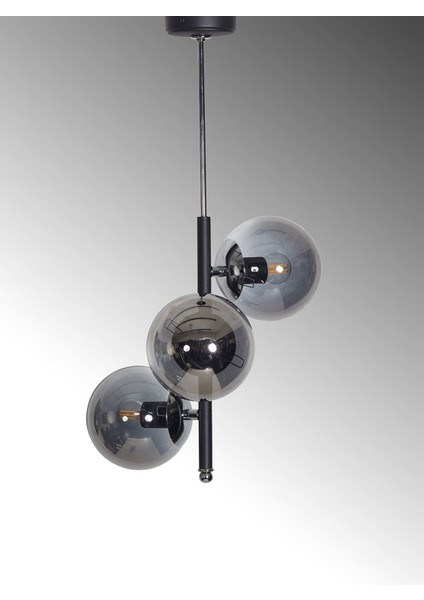 Perla 3 Lü Siyah-Krom Metal Gövde Füme Camlı Tasarım Lü x Avize modelleri