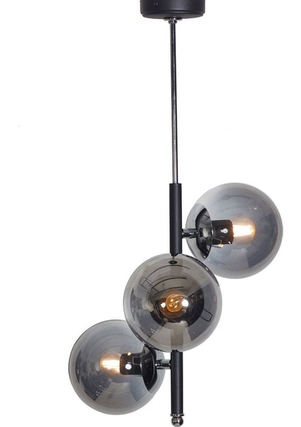 Perla 3 Lü Siyah-Krom Metal Gövde Füme Camlı Tasarım Lü x Avize fırsatları