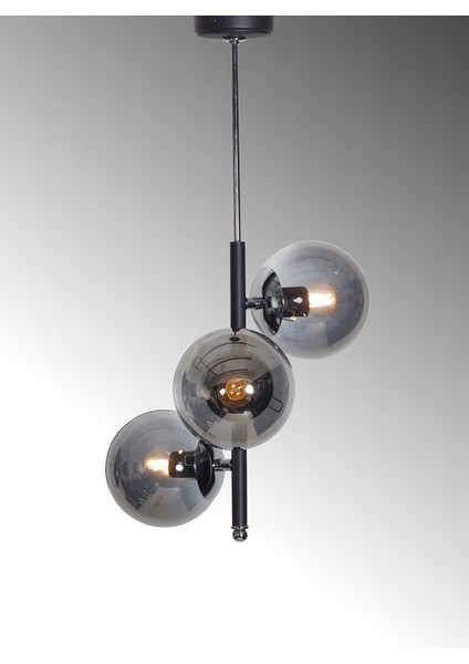 Perla 3 Lü Siyah-Krom Metal Gövde Füme Camlı Tasarım Lü x Avize indirimleri