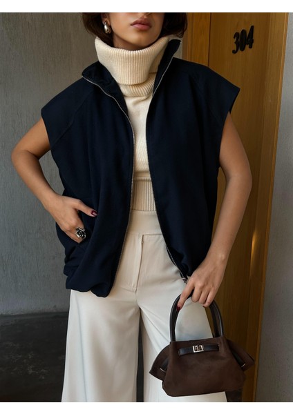 Kadın Lacivert Şardonlu Poliviskon Astarlı Balon Yelek 28266 fırsatları