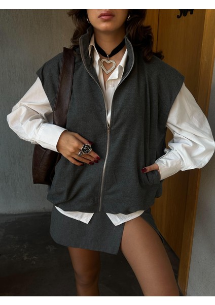 Kadın Antrasit Şardonlu Poliviskon Astarlı Balon Yelek 28266 fiyatları