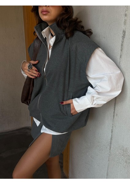 Kadın Antrasit Şardonlu Poliviskon Astarlı Balon Yelek 28266 fırsatları