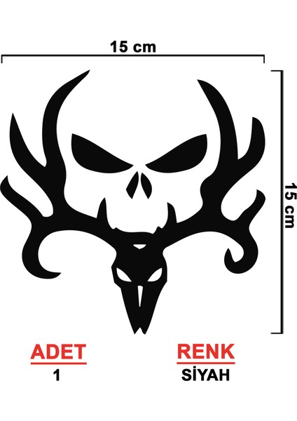 Geyik Kuru Kafa Sticker - Geyik Sticker - Oto Sticker - Araba Sticker - Araç Sticker