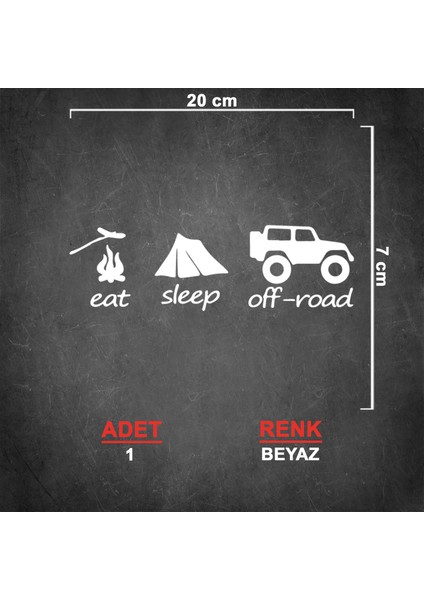 Eat Sleep Offroad Sticker - 4x4 Sticker - Jeep Sticker - Oto Sticker - Araba Sticker - Araç Sticker